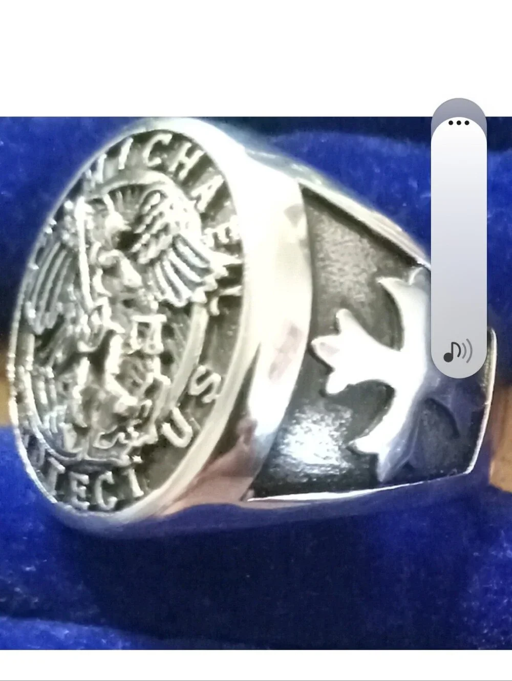 St Michael Protection Silver Tone Men's Signet Ring Stainless Steel Huge Ring